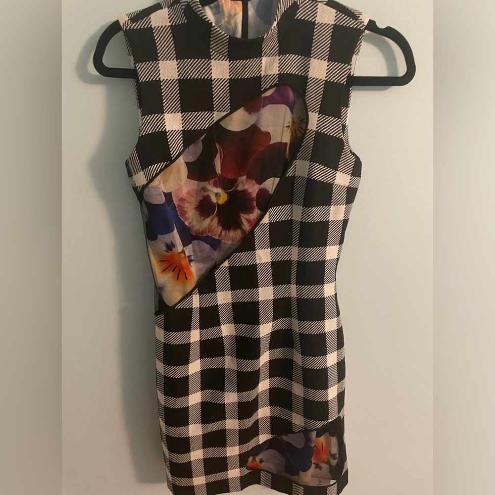 Christopher Kane Mesh Black White Flower Pansy Short Dress XS size 0